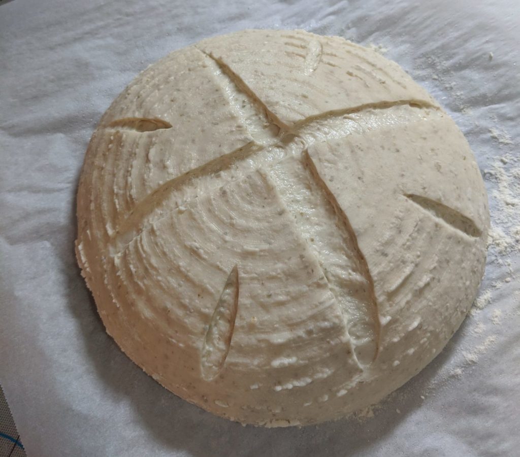 Scored pain au levain loaf