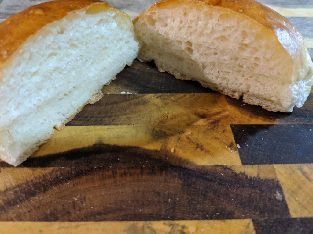 Potato bread rolls interior